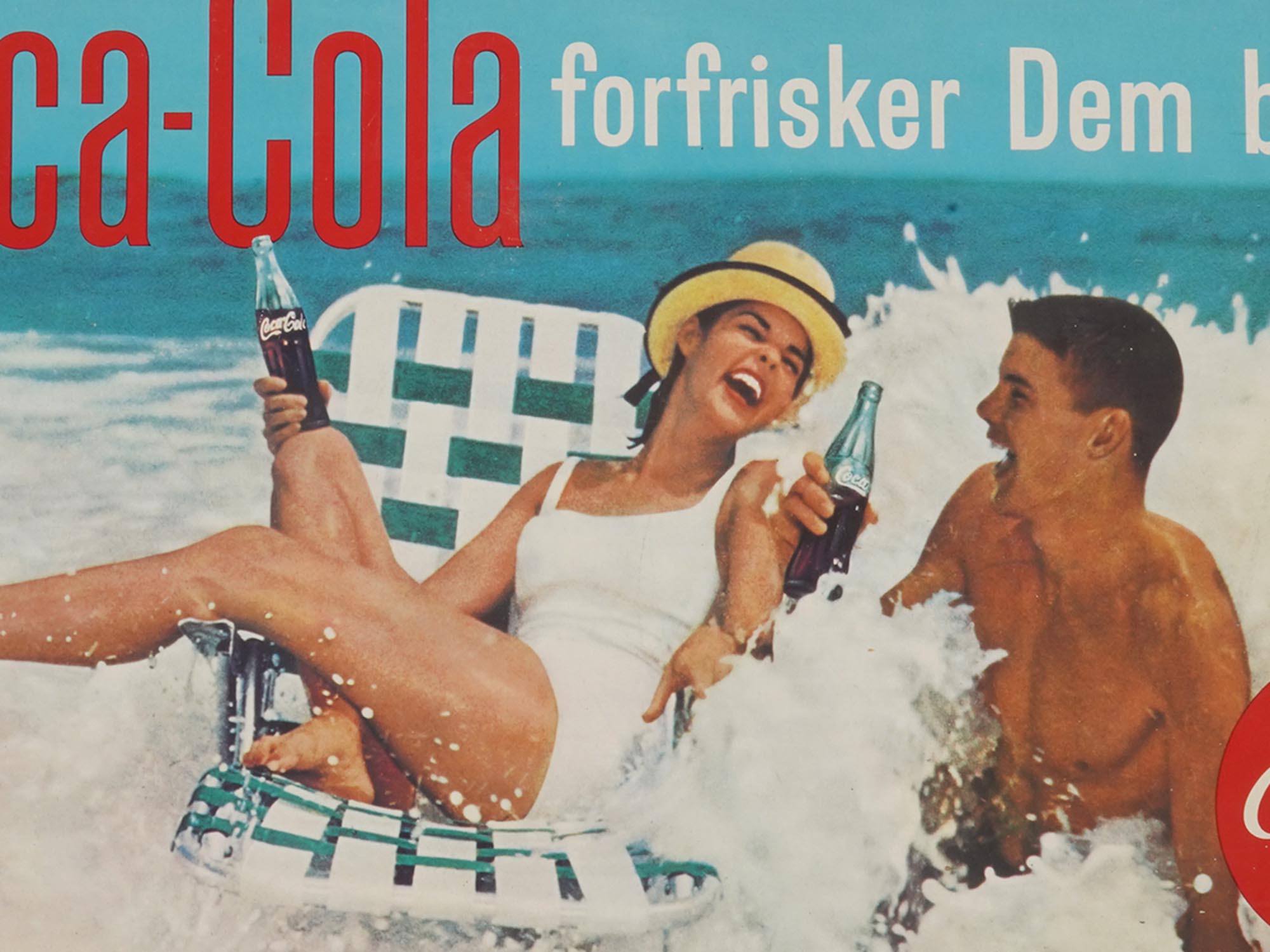 VINTAGE COCA COLA DANISH PIN UP ADVERTISING POSTER PIC-1